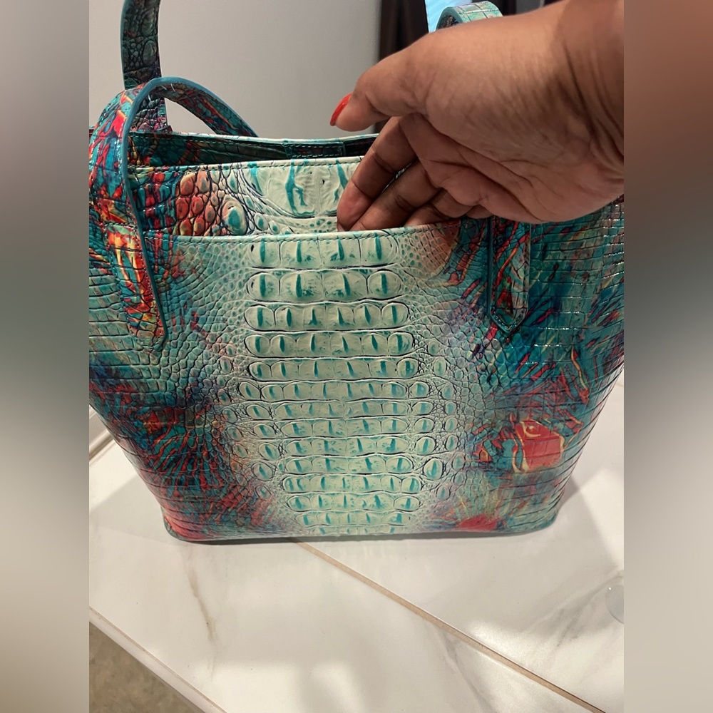 🧡💚 Authentic Brahmin Brooke Dream Ombré Melbourne Tote w/Pouch 💚🧡 - Picture 7 of 13